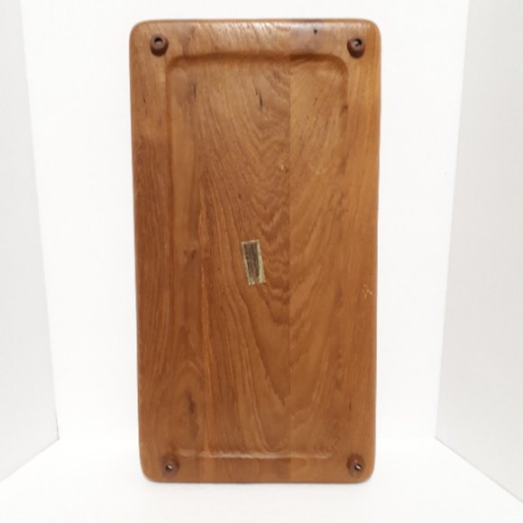 MCM Wood Cheese Board Pink Tulips Ceramic Middle Gailstyn-Sutton 1960's - Picture 2 of 6